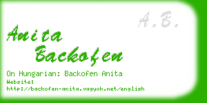 anita backofen business card